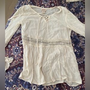 Sheer cream long sleeve blouse